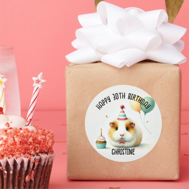 Cute Guinea Pig Birthday Party favours Classic Round Sticker (Party)
