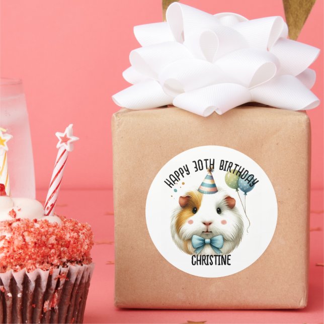 Cute Guinea Pig Birthday Party favours Classic Round Sticker (Party)