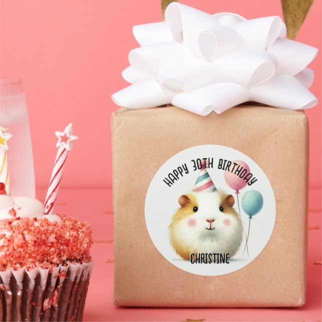 Cute Guinea Pig Birthday Party favours Classic Round Sticker (Party)