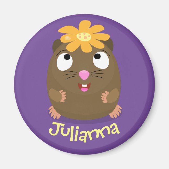 Cute guinea pig cartoon illustration magnet (Front)