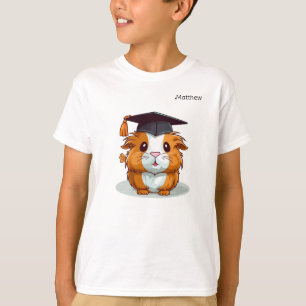 Cute Guinea Pig Cartoon Personalised Graduation T-Shirt