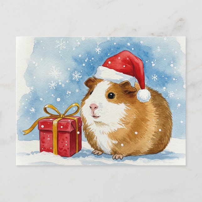 Cute Guinea pig Christmas Cavia Cavy Postcard (Front)