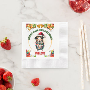 Cute Guinea Pig Christmas Hat Xmas Napkin