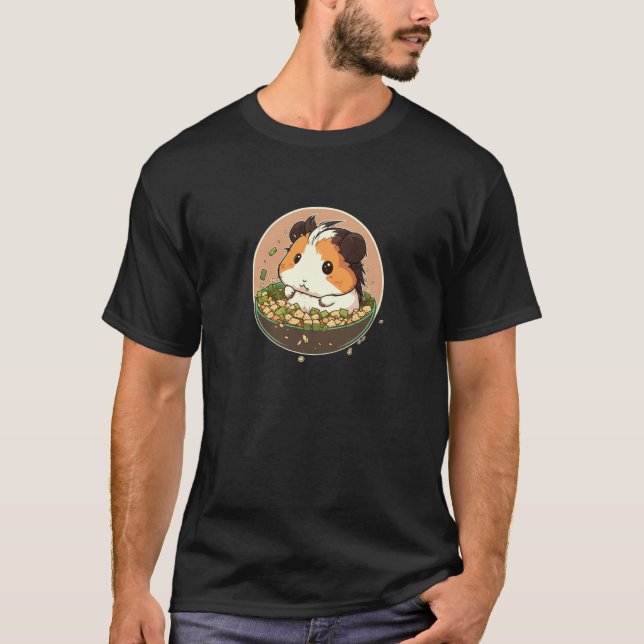 Cute Guinea Pig Devours Tofu Salad T-Shirt (Front)