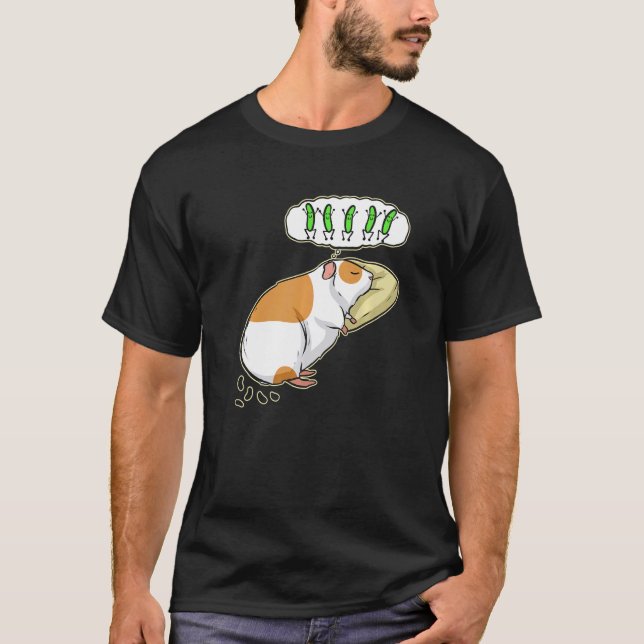 Cute Guinea Pig Dreaming About Food  Guinea Pig T-Shirt (Front)