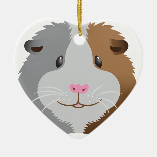 cute guinea pig face ceramic tree decoration (Front)