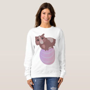 Cute Guinea Pig Fitness Themed Illustration Sweatshirt
