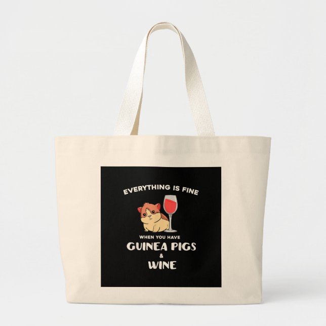 Cute Guinea Pig Gift  Wine Lover Large Tote Bag (Front)
