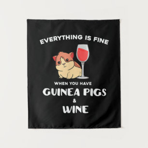 Cute Guinea Pig Gift Wine Lover Tapestry