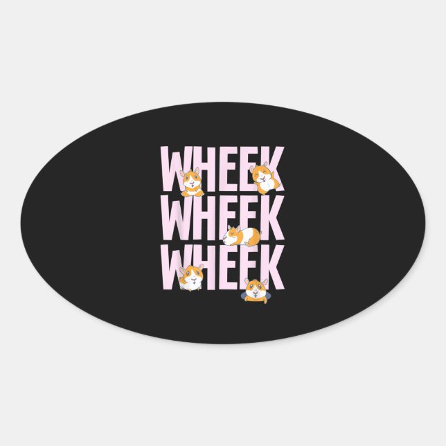 Cute Guinea Pig Hamster Oval Sticker (Front)