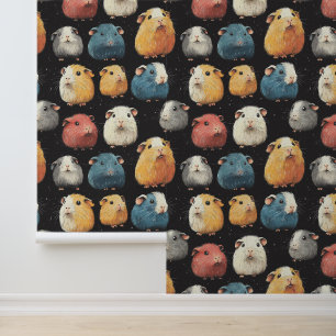 Cute Guinea Pig Hamster Pattern Chalk Drawing Wallpaper