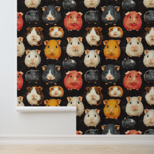 Cute Guinea Pig Hamster Pattern Chalk Drawing Wallpaper