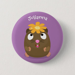 Cute guinea pig happy cartoon illustration 6 cm round badge