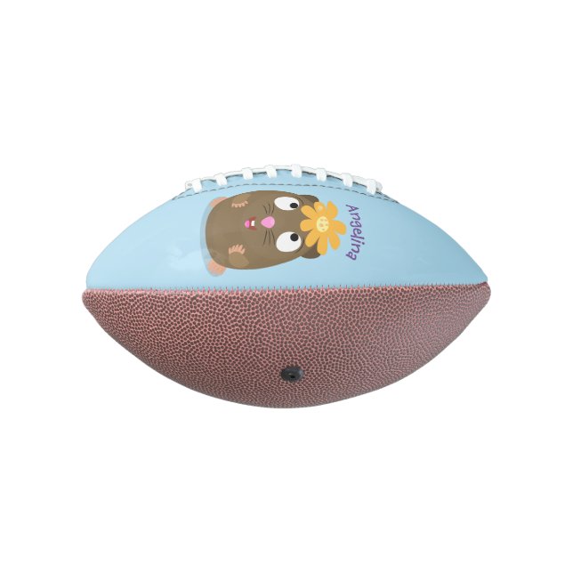 Cute guinea pig happy cartoon illustration american football (Rotated 270)