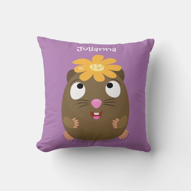 Cute guinea pig happy cartoon illustration cushion (Front)
