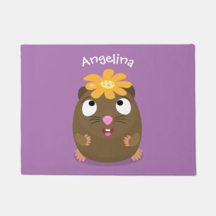 Cute guinea pig happy cartoon illustration doormat