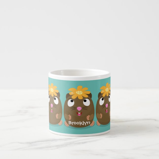 Cute guinea pig happy cartoon illustration espresso cup (Front)