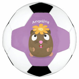 Cute guinea pig happy cartoon illustration football