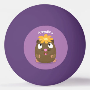 Cute guinea pig happy cartoon illustration ping pong ball
