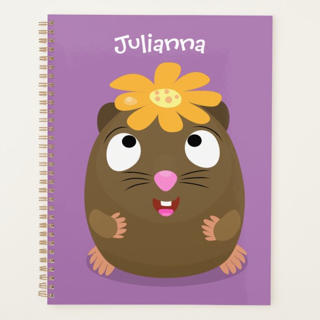 Cute guinea pig happy cartoon illustration planner (Front)