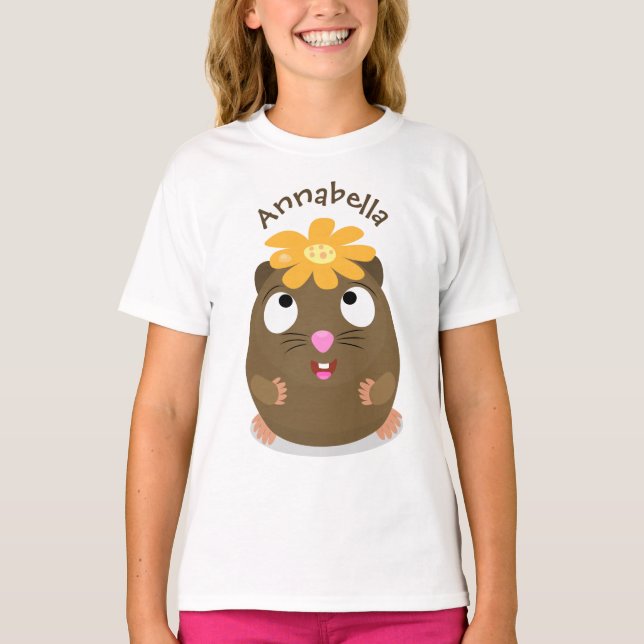 Cute guinea pig happy cartoon illustration T-Shirt (Front)