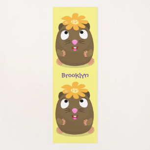 Cute guinea pig happy cartoon illustration yoga mat