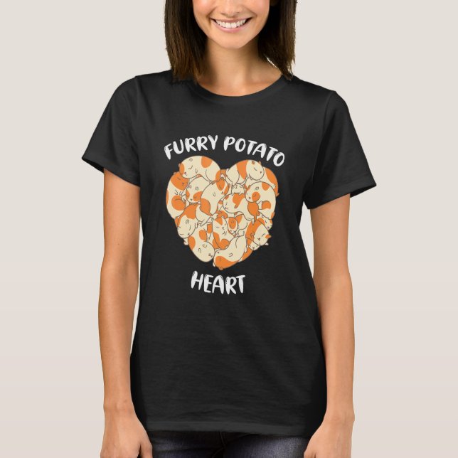 Cute Guinea Pig Heart Furry Potato  3 T-Shirt (Front)