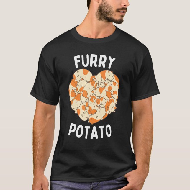 Cute Guinea Pig Heart Furry Potato  7 T-Shirt (Front)