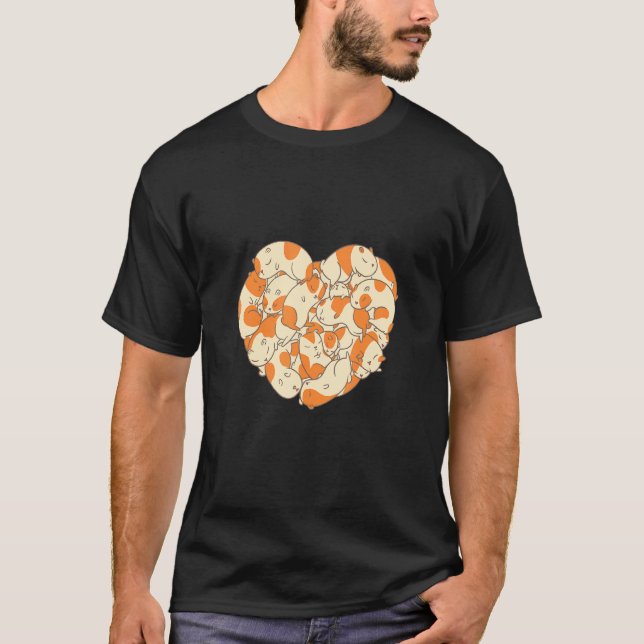 Cute Guinea Pig Heart Furry Potato  8 T-Shirt (Front)