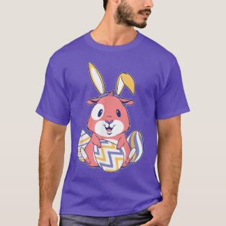 Cute Guinea pig in Easter Bunny Costume with Easte T-Shirt