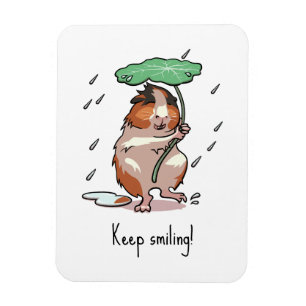 Cute Guinea Pig Keep Smiling Rain Dancing Cartoon Magnet