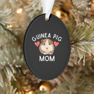 Cute Guinea Pig Mum Lover Gift Red Hearts Funny Ornament