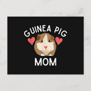 Cute Guinea Pig Mum Lover Gift Red Hearts Funny Postcard