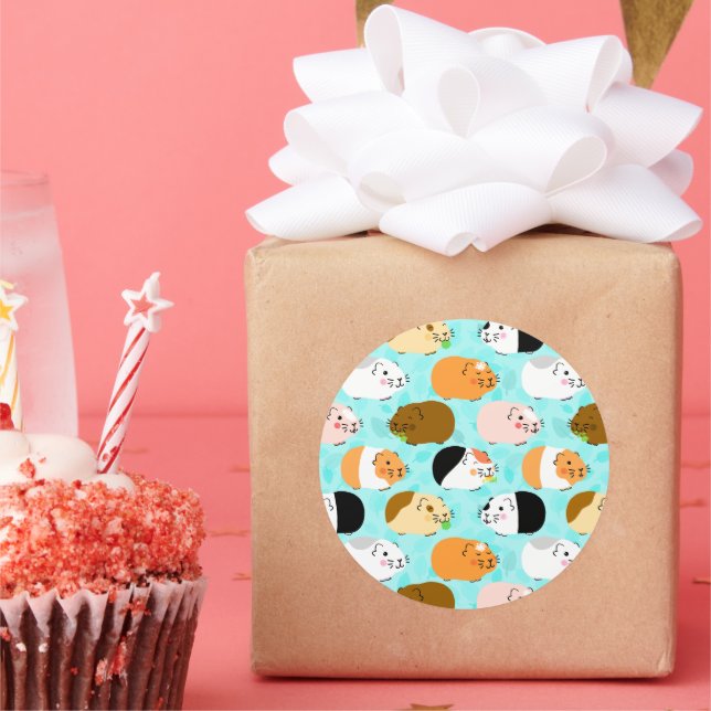 Cute Guinea Pig Pattern Classic Round Sticker (Party)