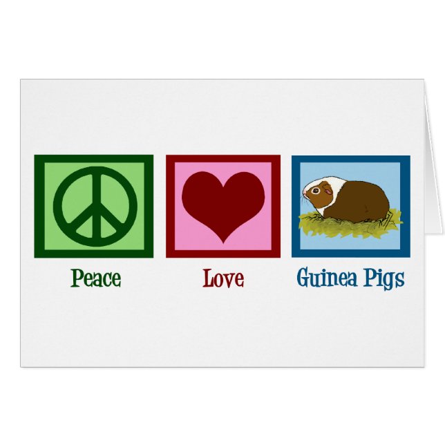Cute Guinea Pig Peace Love Guinea Pigs Card (Front Horizontal)