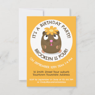 Cute guinea pig personalised cartoon invitation