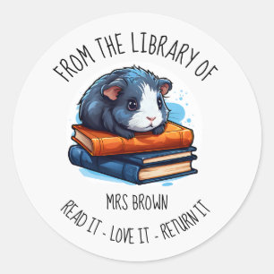 Cute Guinea Pig Reading Books Sticker Book Lover