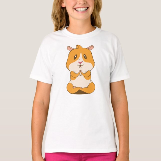 cute guinea pig sitting on the floor and smiling T-Shirt (Front)