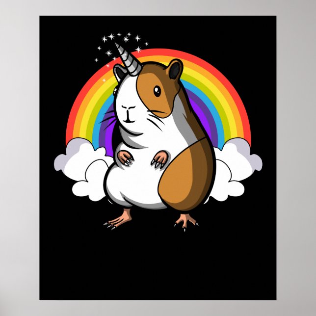 Cute Guinea Pig Unicorn Cavy Pet Poster (Front)