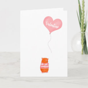 Cute guinea pig with balloon Valentine's Day card
