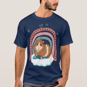 Cute guinea pig with boho rainbow gift T-Shirt