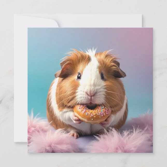 Cute Guinea Pig With Doughnut Pastel Gradient  (Front)