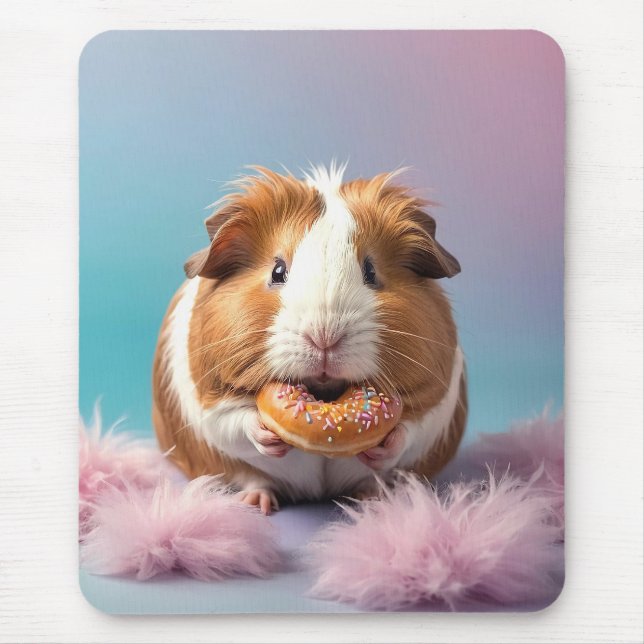Cute Guinea Pig With Doughnut Pastel Gradient  Mouse Mat (Front)
