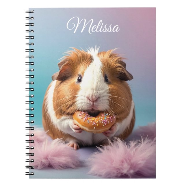 Cute Guinea Pig With Doughnut Pastel Gradient  Notebook (Front)