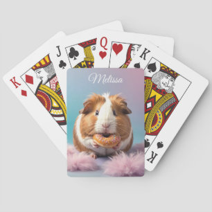 Cute Guinea Pig With Doughnut Pastel Gradient  Playing Cards