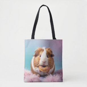 Cute Guinea Pig With Doughnut Pastel Gradient  Tote Bag