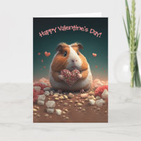 Cute Guinea Pig with Heart Valentine's Day