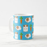 Cute Guinea Pigs and Carrots Pattern Blue Coffee Mug<br><div class="desc">Adorable guinea pigs and carrots pattern on a bright blue background.</div>