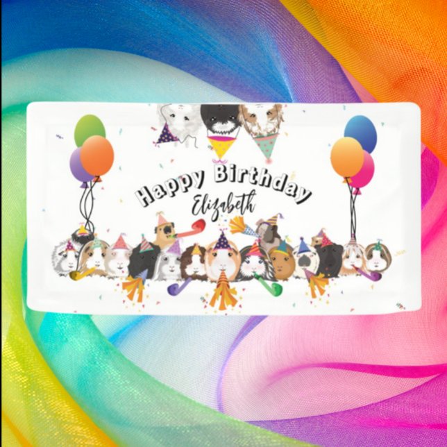 Cute Guinea Pigs & Balloons Birthday Banner (Creator Uploaded)