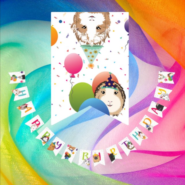 Cute Guinea Pigs & Balloons Birthday  Bunting (Creator Uploaded)